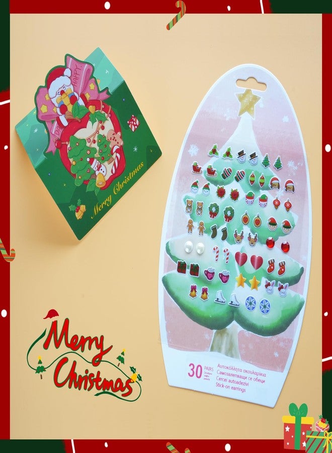 koutey Christmas Stick On Earrings for Little Girls 4-6 - Girls and Toddlers Cute Colorful Christmas Sticker Earrings Self-Adhesive Craft Gem Jewelry Stickers, Christmas New Year Gift - Image 3
